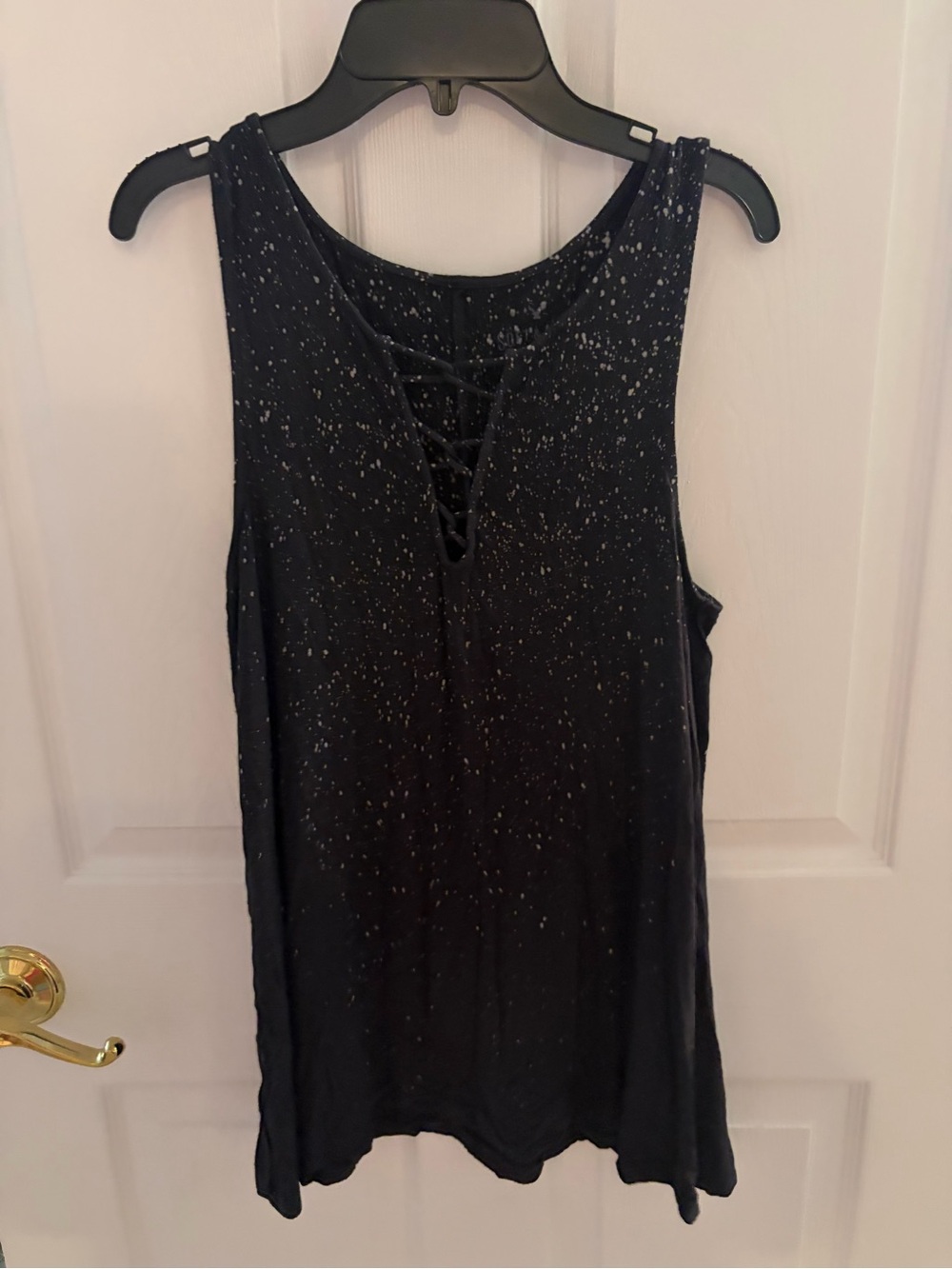 American Eagle Outfitters Black Speckled Lace-Up Tank